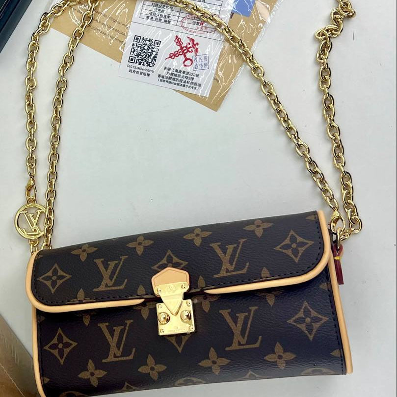 Louis Vuitton Monogram Canvas Shoulder Bag with Gold Chain Strap