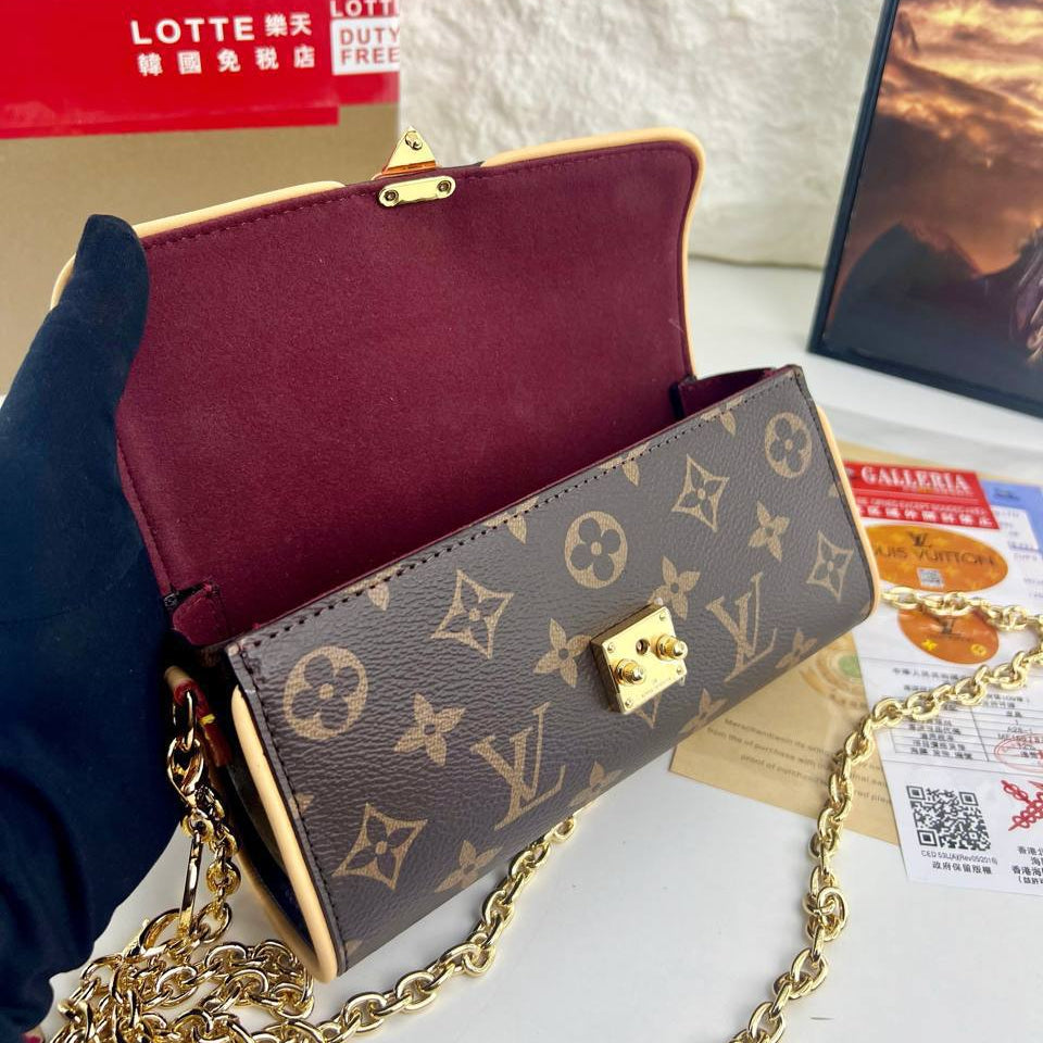 Louis Vuitton Monogram Canvas Shoulder Bag with Gold Chain Strap