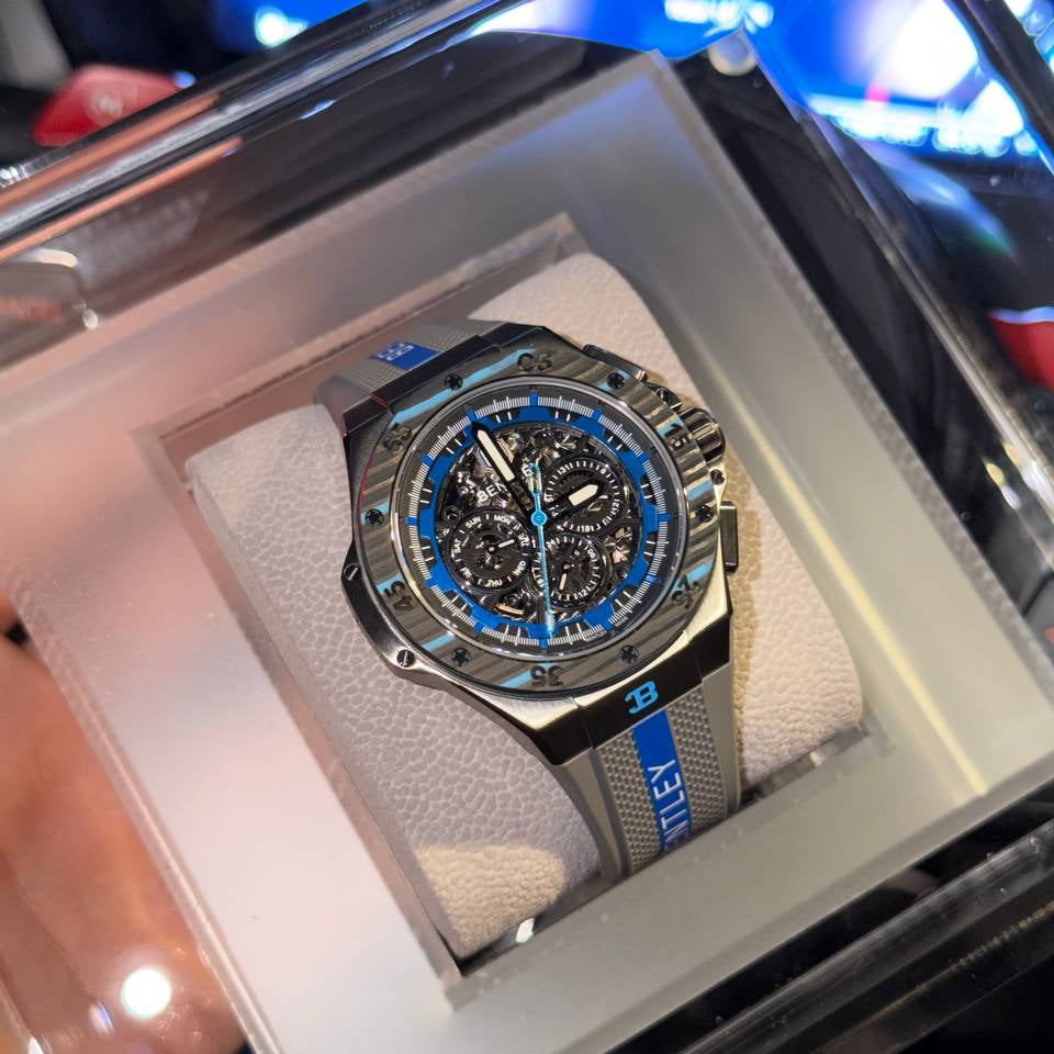 Bentley Chronograph Skeleton Watch with Sporty Rubber Strap