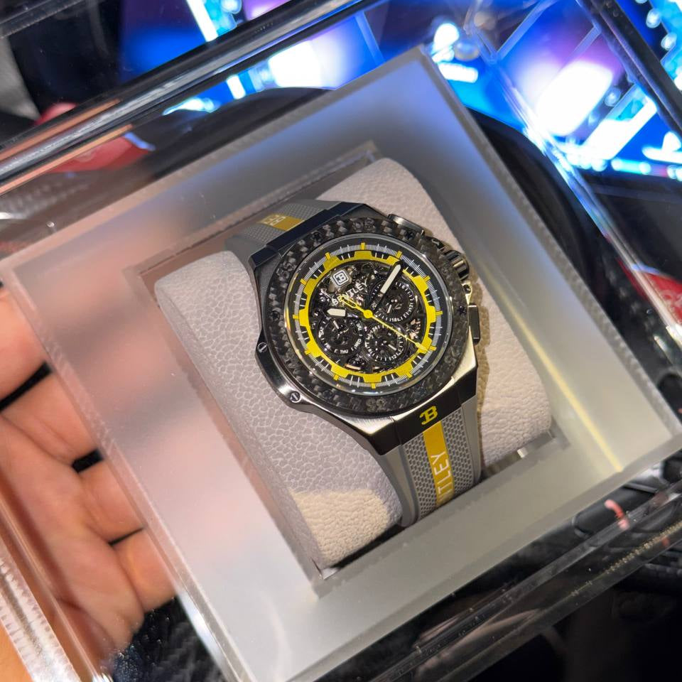 Bentley Chronograph Skeleton Watch with Sporty Rubber Strap