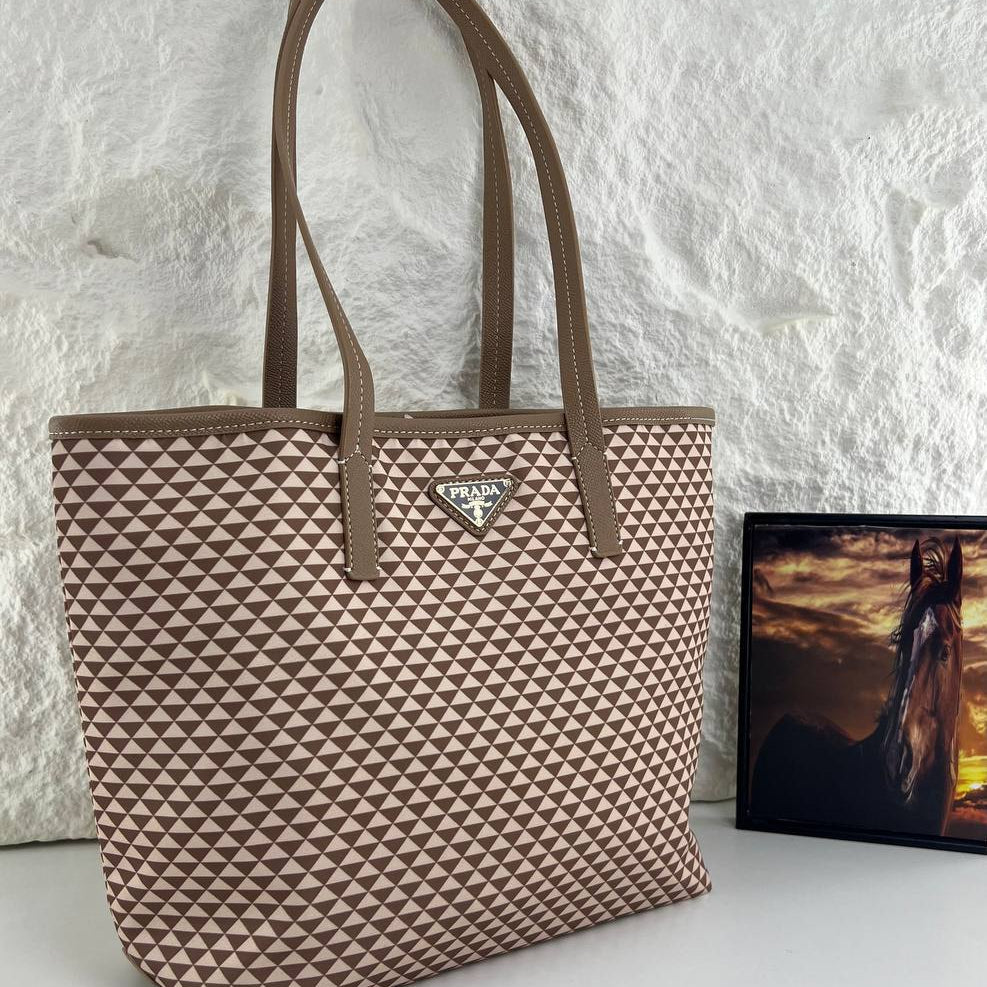 Prada Geometric Triangle Pattern Tote Bag