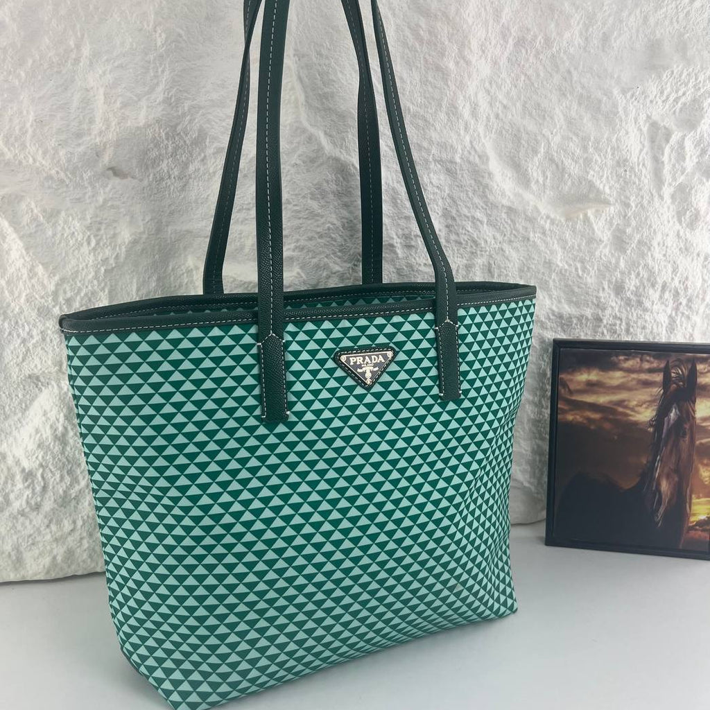 Prada Geometric Triangle Pattern Tote Bag