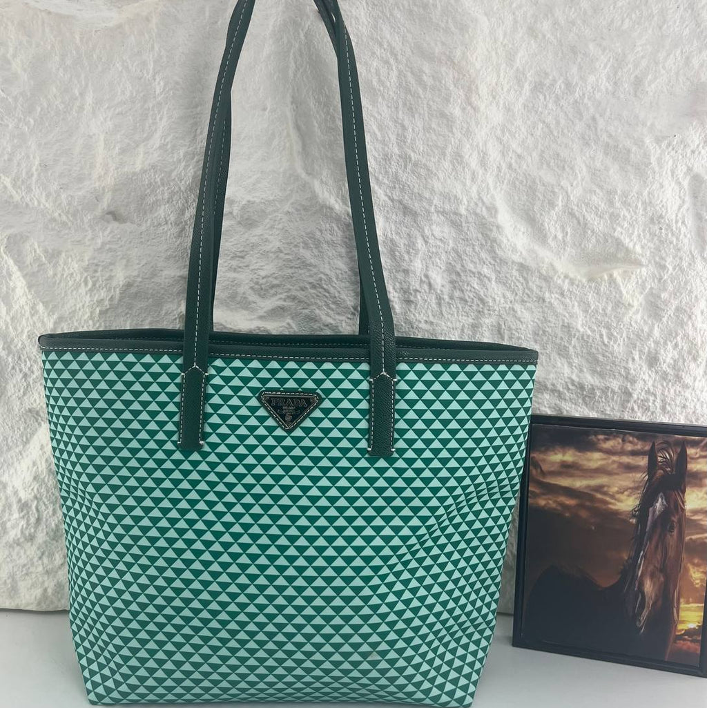 Prada Geometric Triangle Pattern Tote Bag