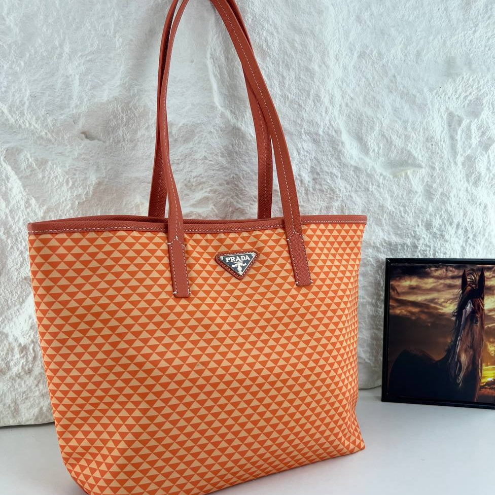 Prada Geometric Triangle Pattern Tote Bag