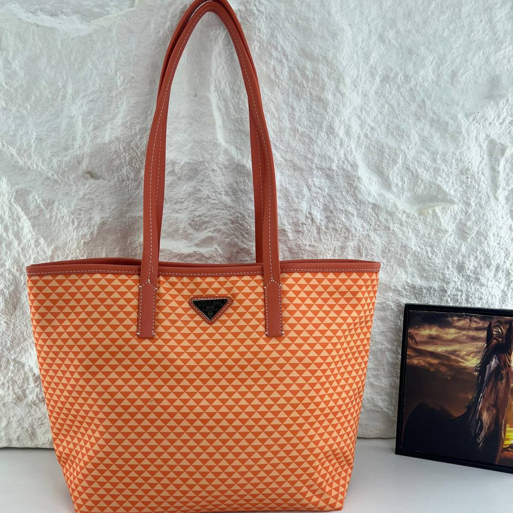 Prada Geometric Triangle Pattern Tote Bag