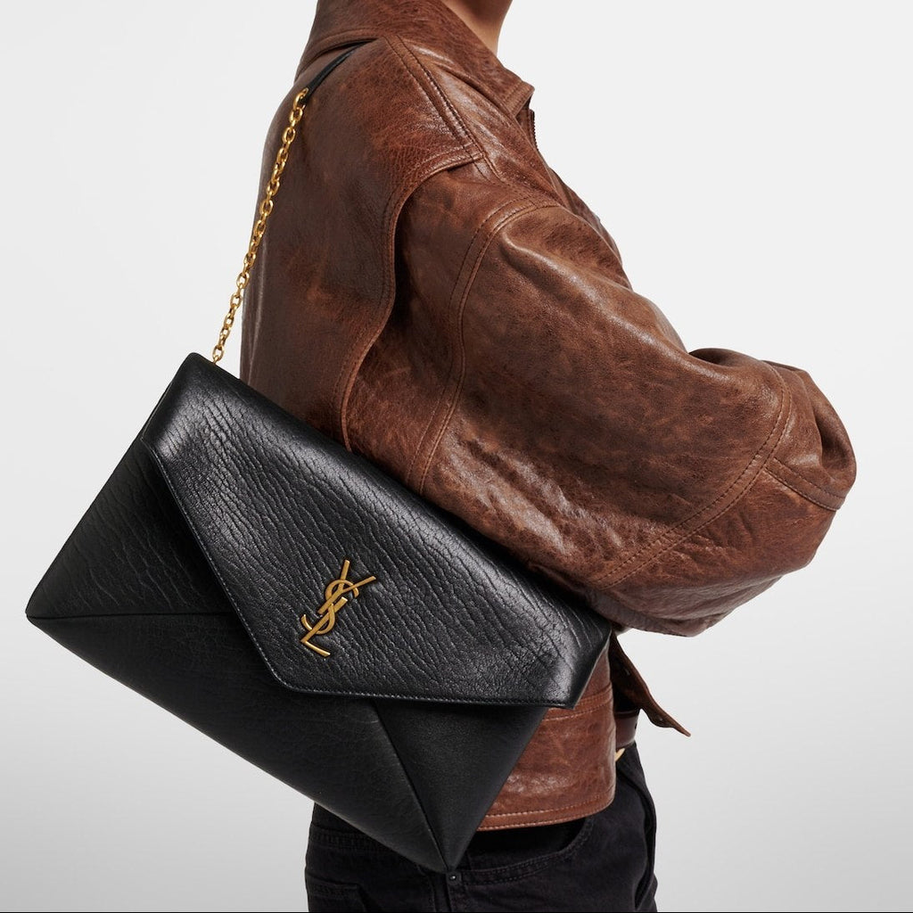 Saint Laurent Envelope Bag and Pouch with Gold Tone Logo