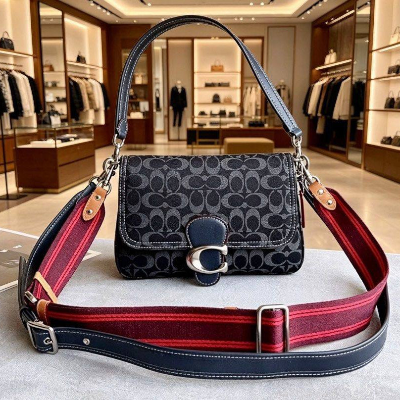 Coach Signature Monogram Tabby Shoulder Bag in Denim Blue