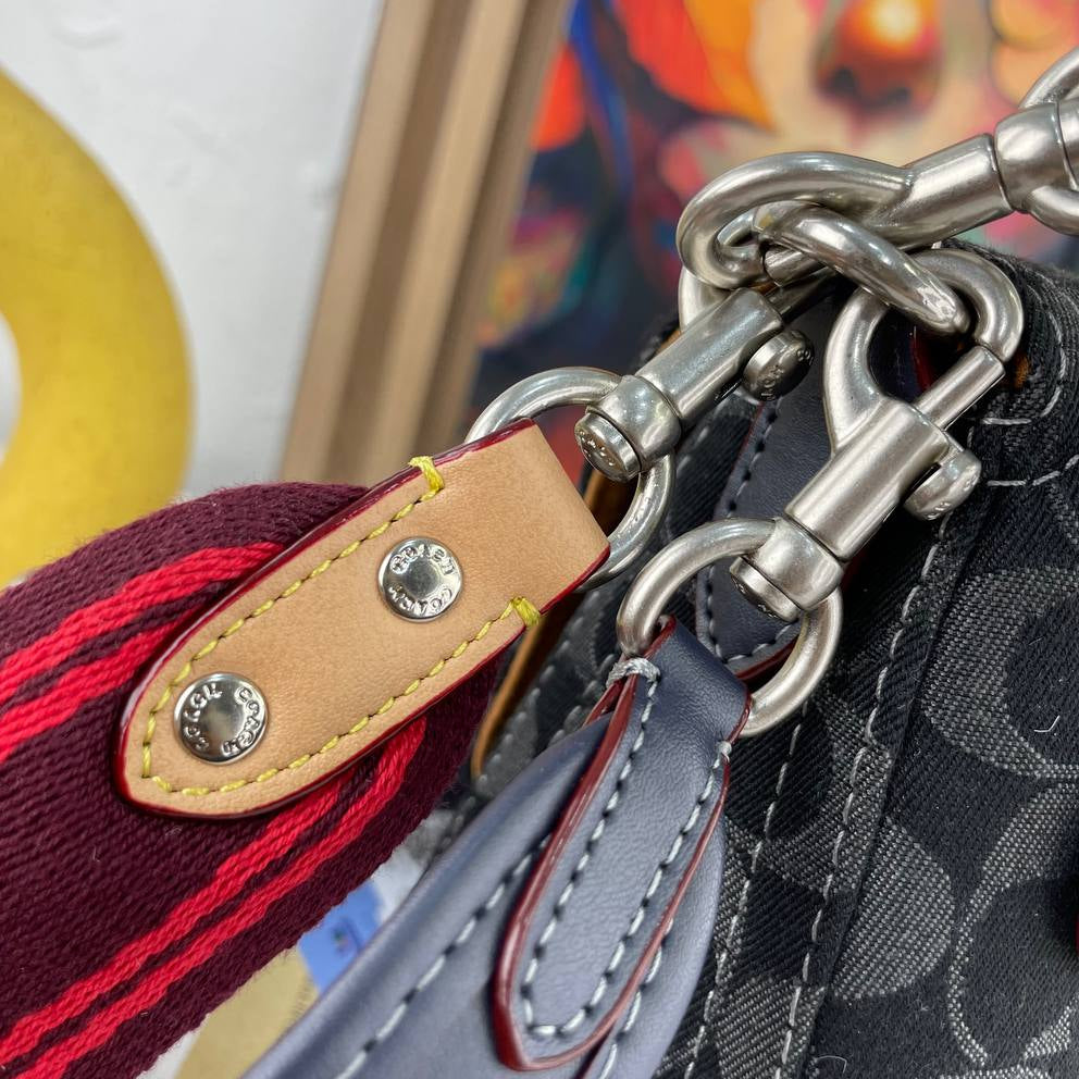 Coach Signature Monogram Tabby Shoulder Bag in Denim Blue