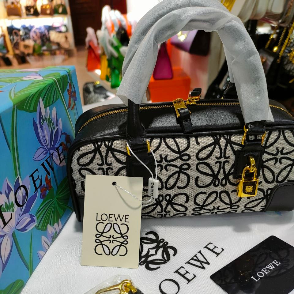 Loewe Monogram Pattern Structured Handbag with Shoulder Strap