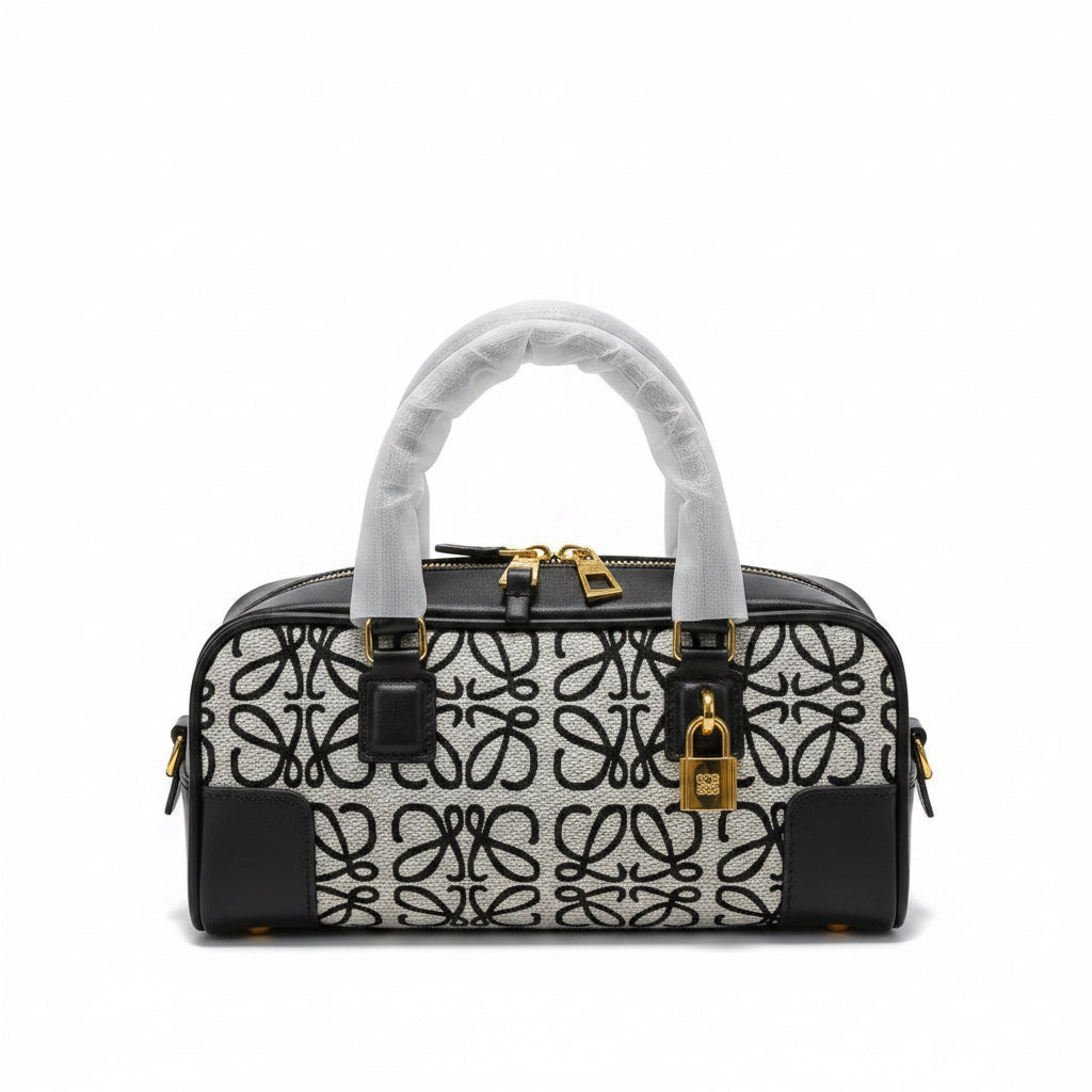 Loewe Monogram Pattern Structured Handbag with Shoulder Strap