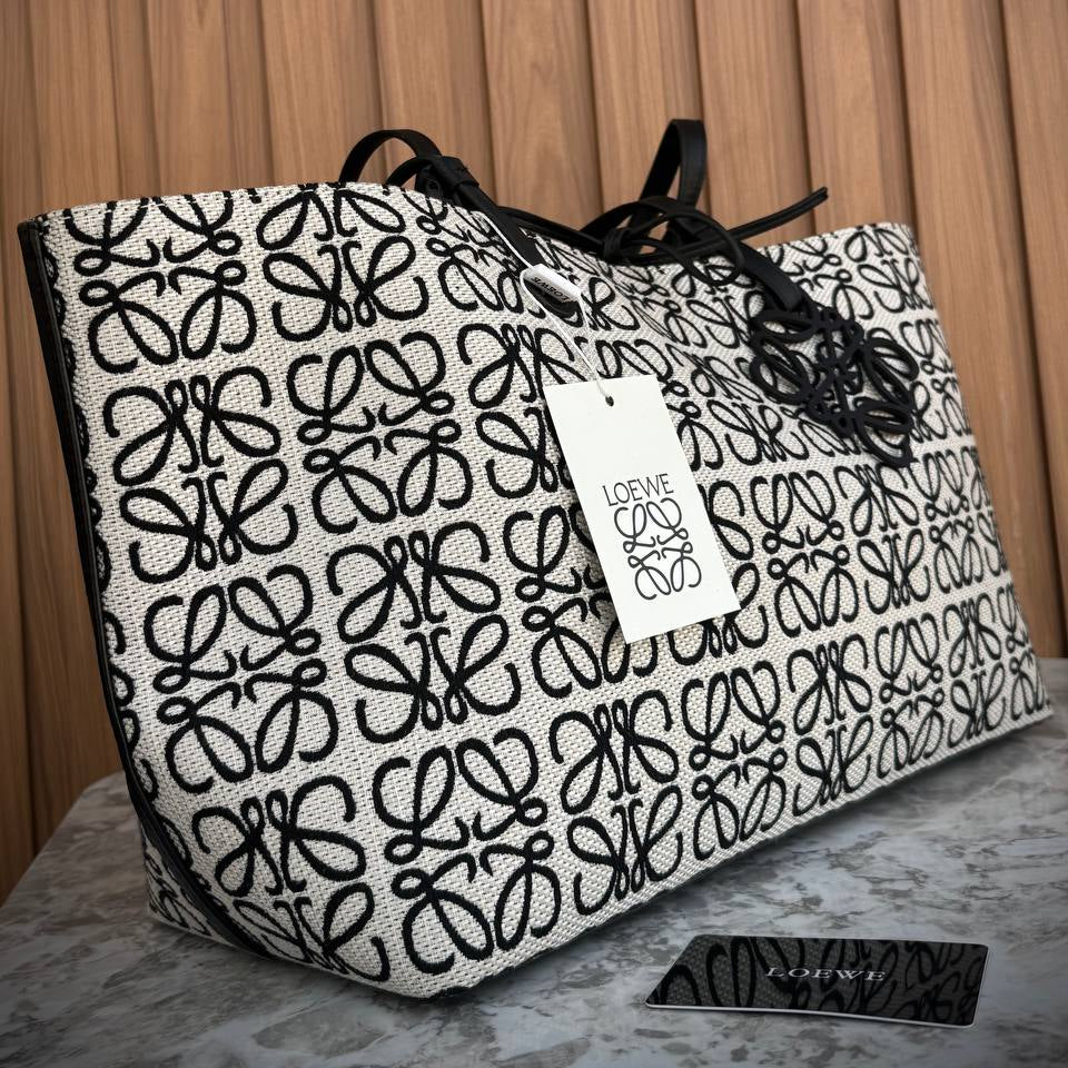Loewe Anagram Canvas and Leather Tote Bag