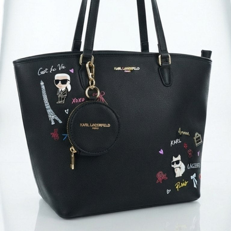 Karl Lagerfeld Graphic Print Tote with Matching Coin Purse