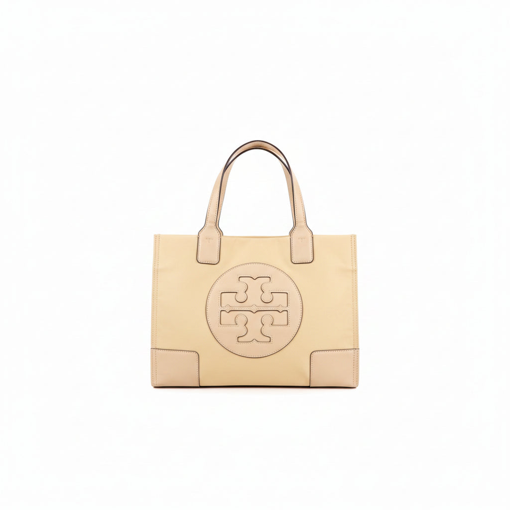 Tory Porch Beige Signature Logo Tote Bag