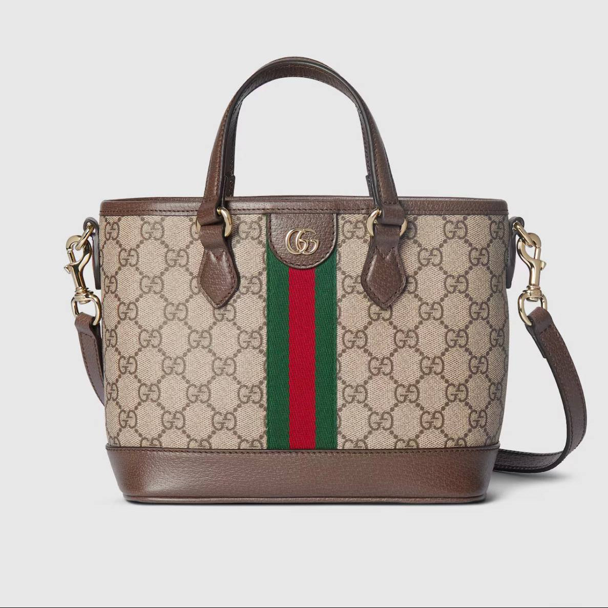 Gucci Ophidia GG Monogram Canvas Tote with Web Stripe Detail