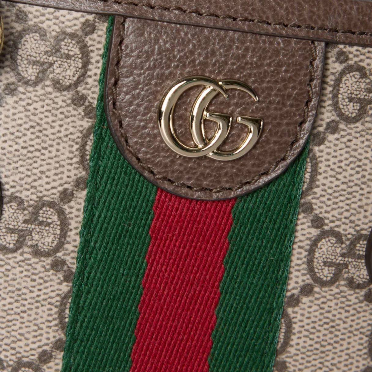 Gucci Ophidia GG Monogram Canvas Tote with Web Stripe Detail