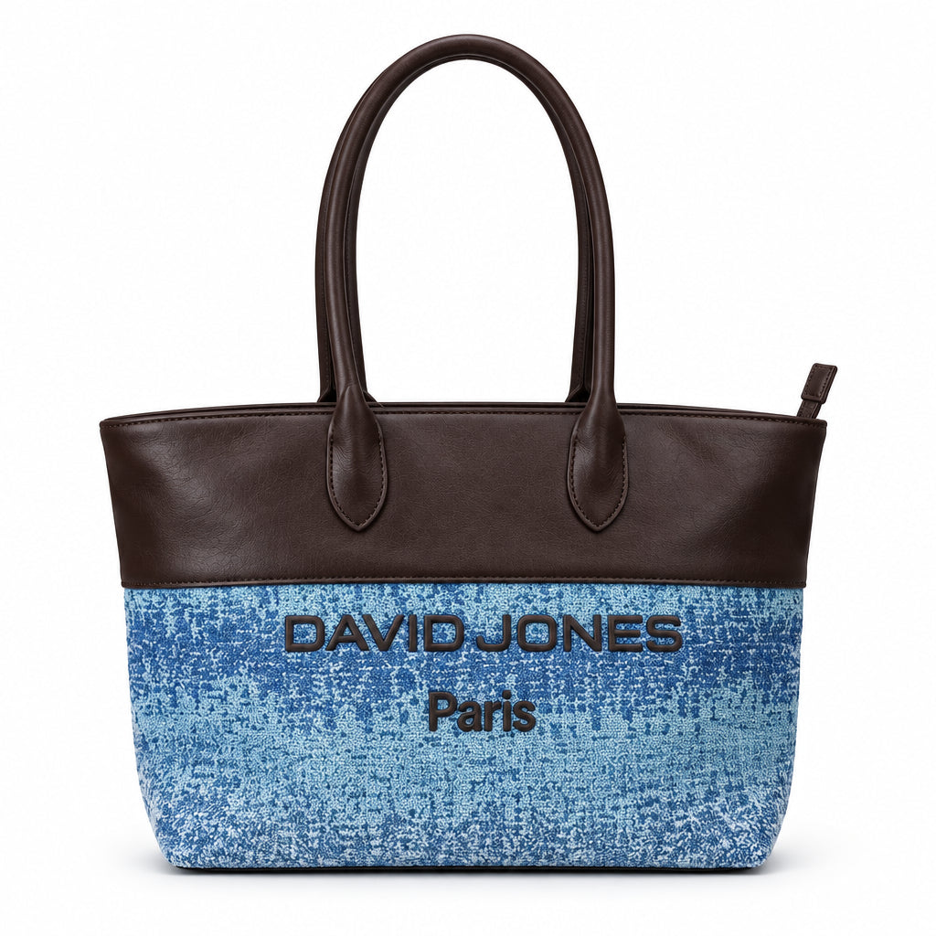 David Jones Paris Jacquard and Leather Tote Bag