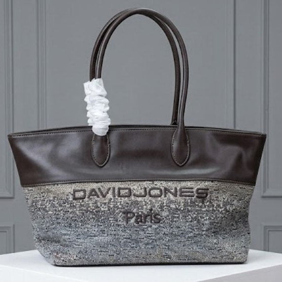 David Jones Paris Jacquard and Leather Tote Bag