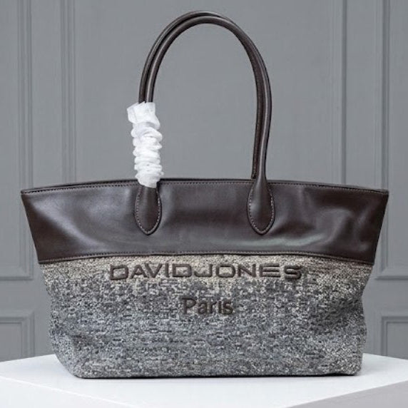 David Jones Paris Jacquard and Leather Tote Bag