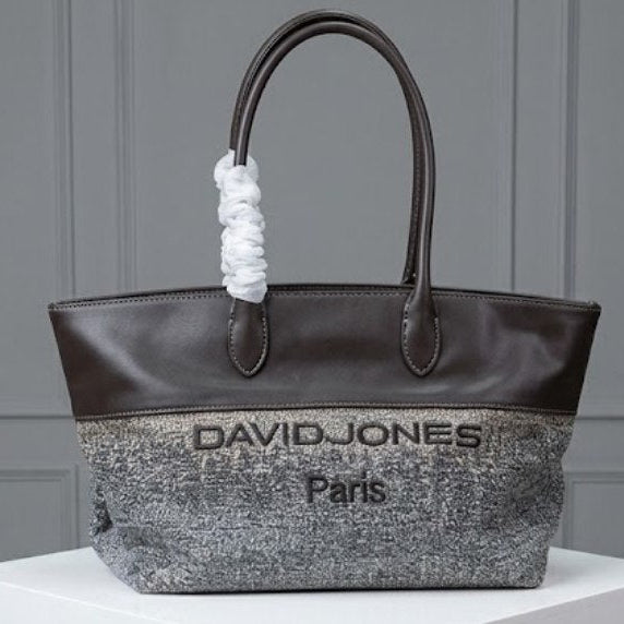 David Jones Paris Jacquard and Leather Tote Bag