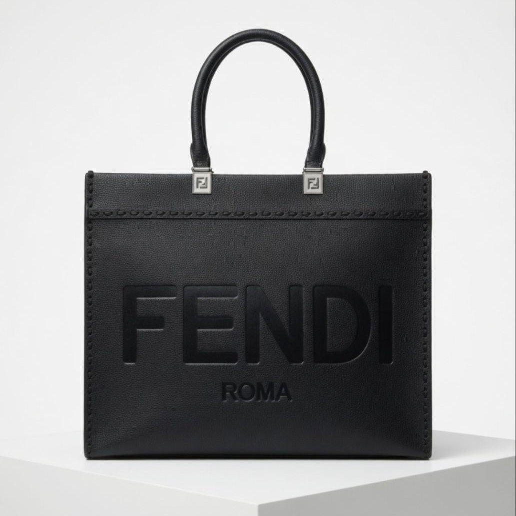 Fendi Roma Leather Tote Bag with Crossbody Strap