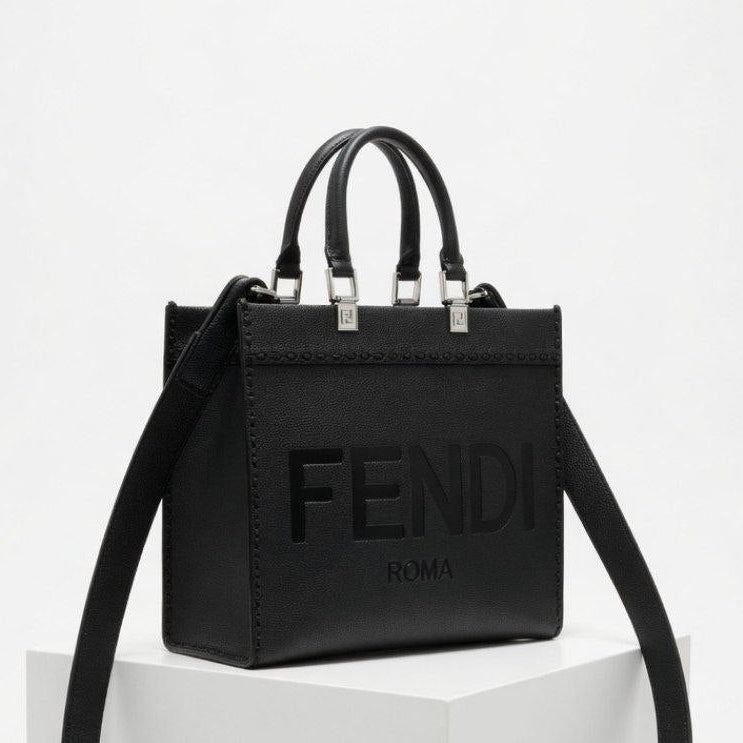 Fendi Roma Leather Tote Bag with Crossbody Strap