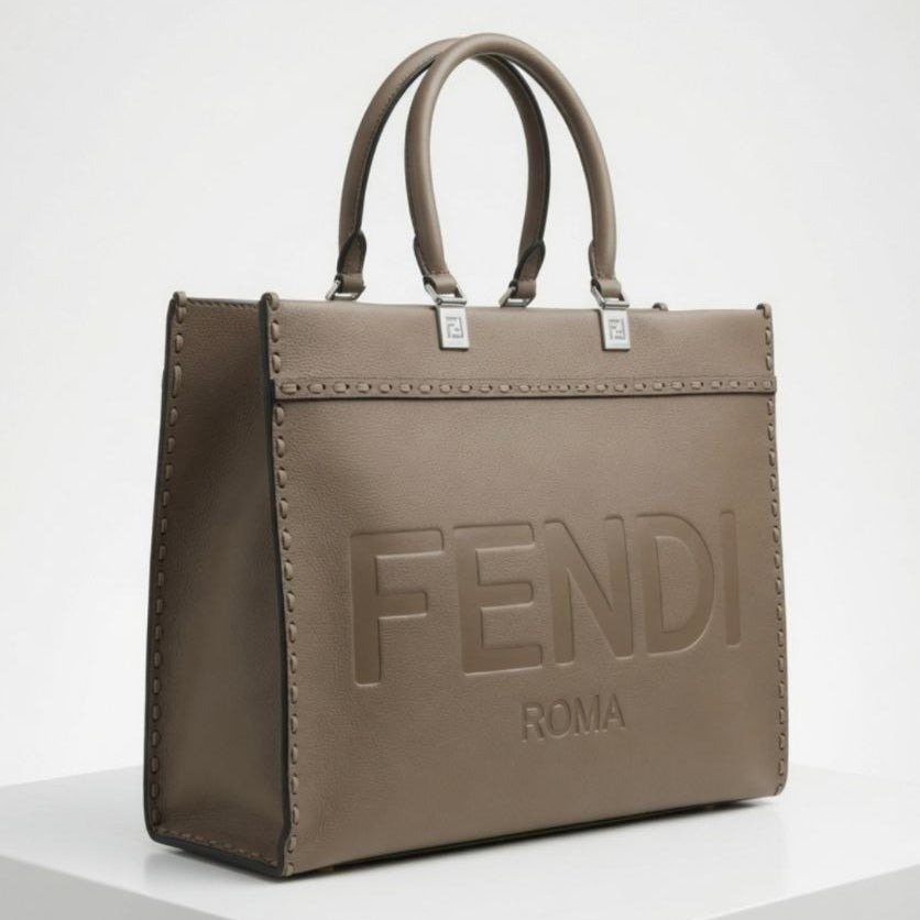 Fendi Roma Leather Tote Bag with Crossbody Strap