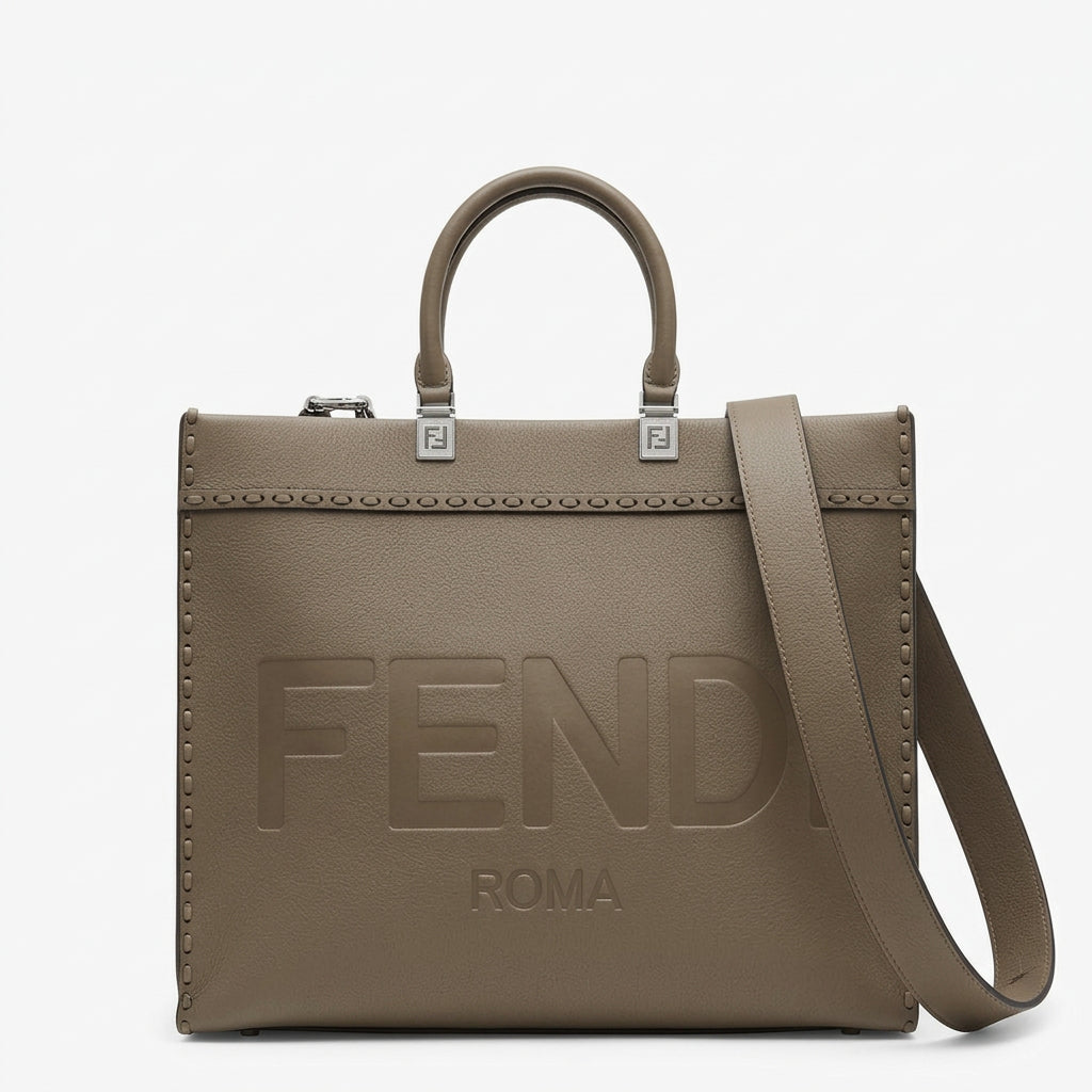 Fendi Roma Leather Tote Bag with Crossbody Strap
