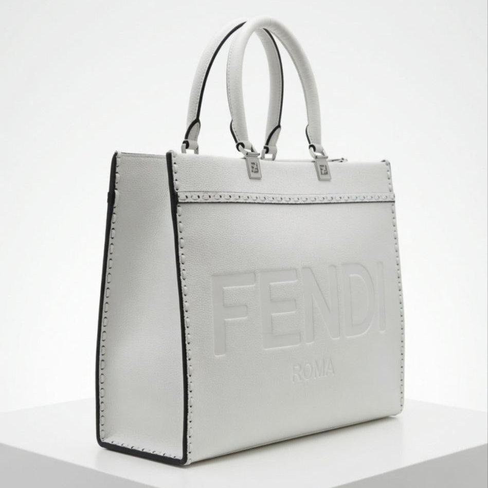 Fendi Roma Leather Tote Bag with Crossbody Strap