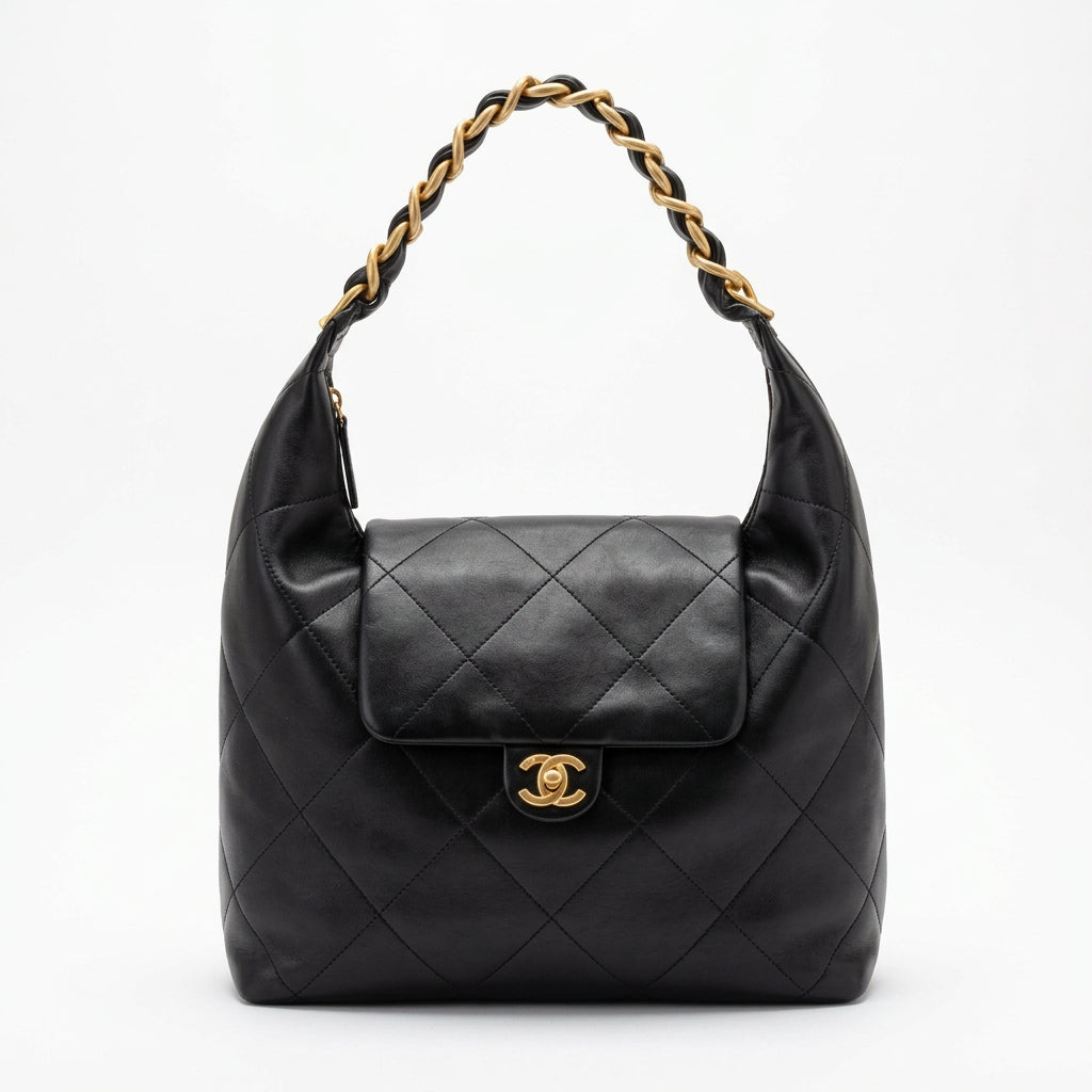 Chanel Mirror Original Hobo Bag in Quilted Microfiber Leather