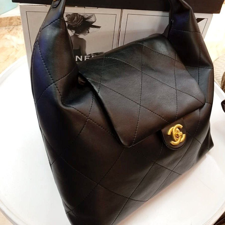 Chanel Mirror Original Hobo Bag in Quilted Microfiber Leather