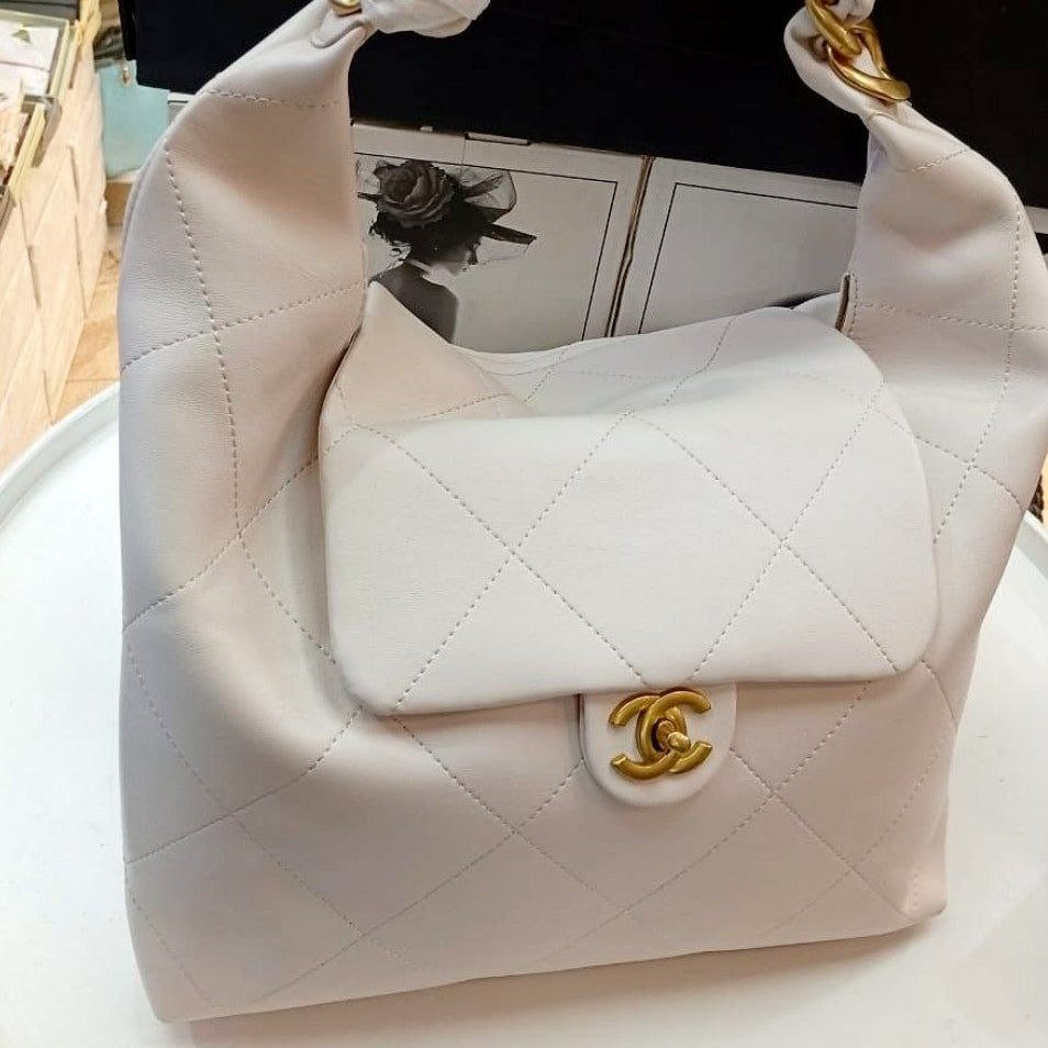 Chanel Mirror Original Hobo Bag in Quilted Microfiber Leather