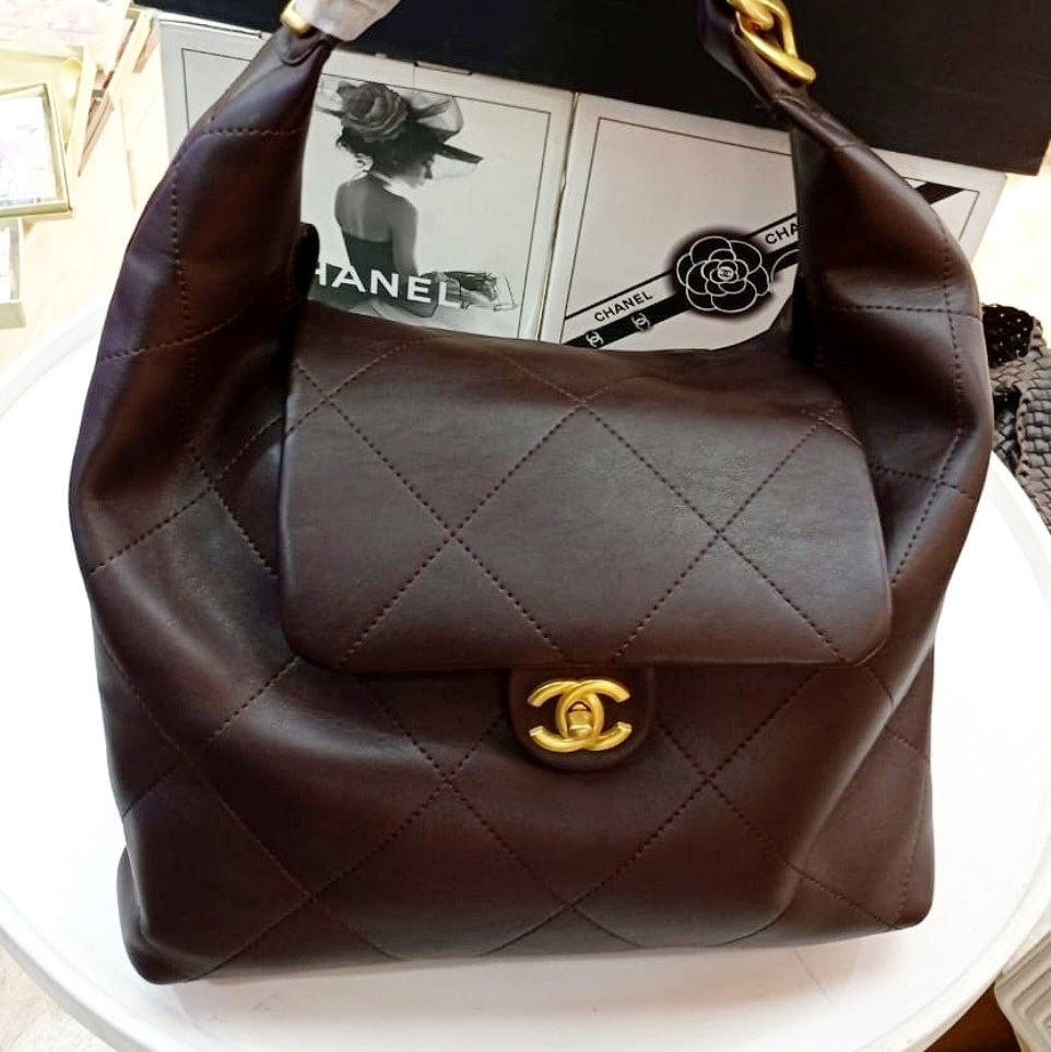 Chanel Mirror Original Hobo Bag in Quilted Microfiber Leather