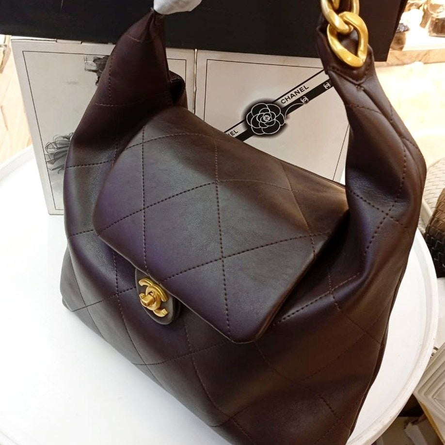Chanel Mirror Original Hobo Bag in Quilted Microfiber Leather