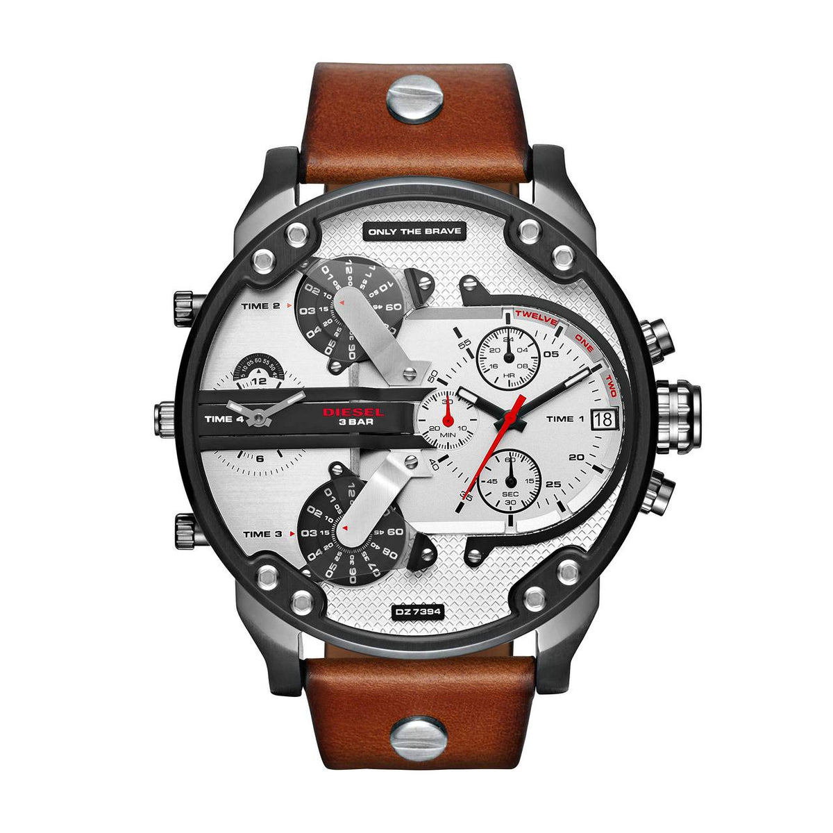Diesel Mr. Daddy 2.0 Silver Chronograph Leather Watch