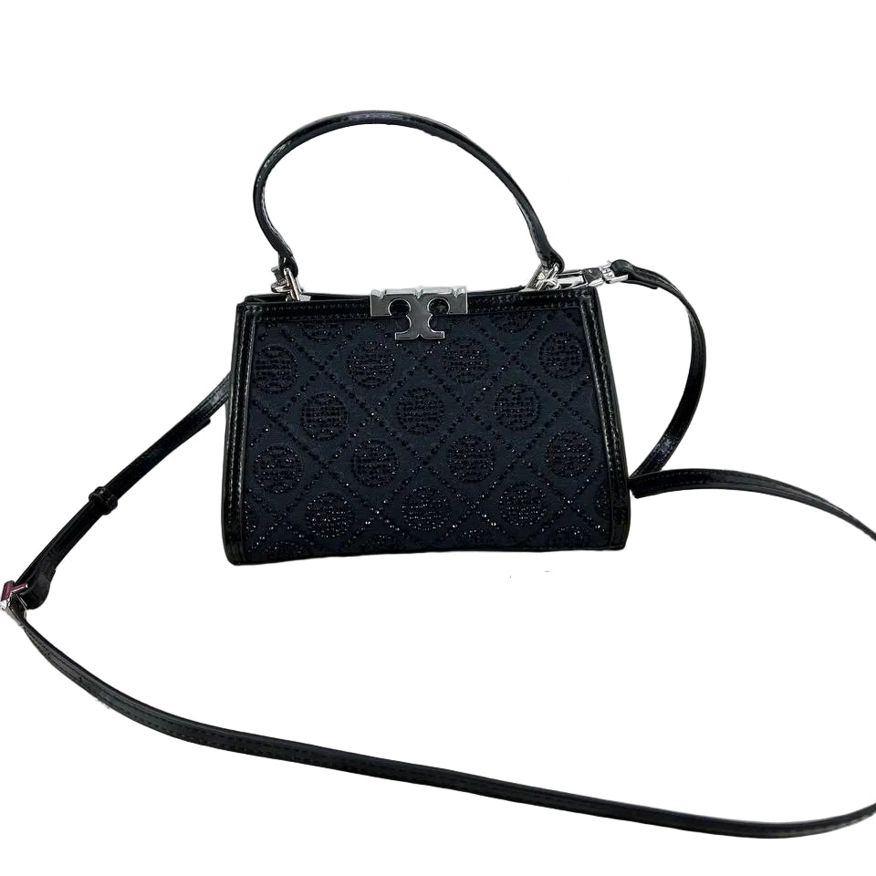 Tory Burch Eleanor Quilted Monogram Small Bag in Black ✨👜🖤