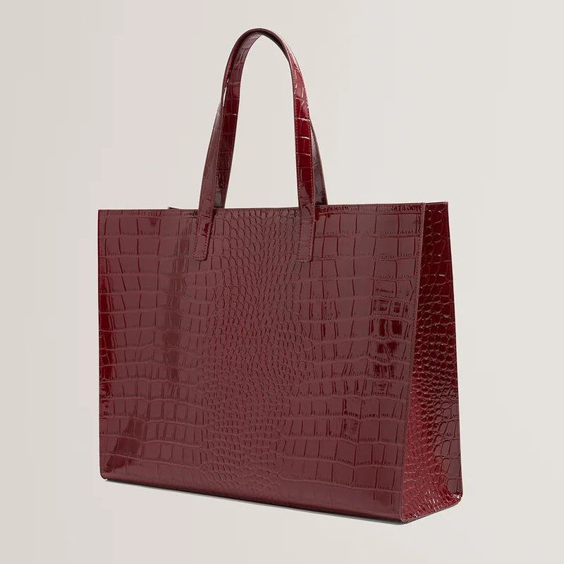 Ted Baker London Burgundy Croc-Effect Patent Tote Bag 👜🍷✨