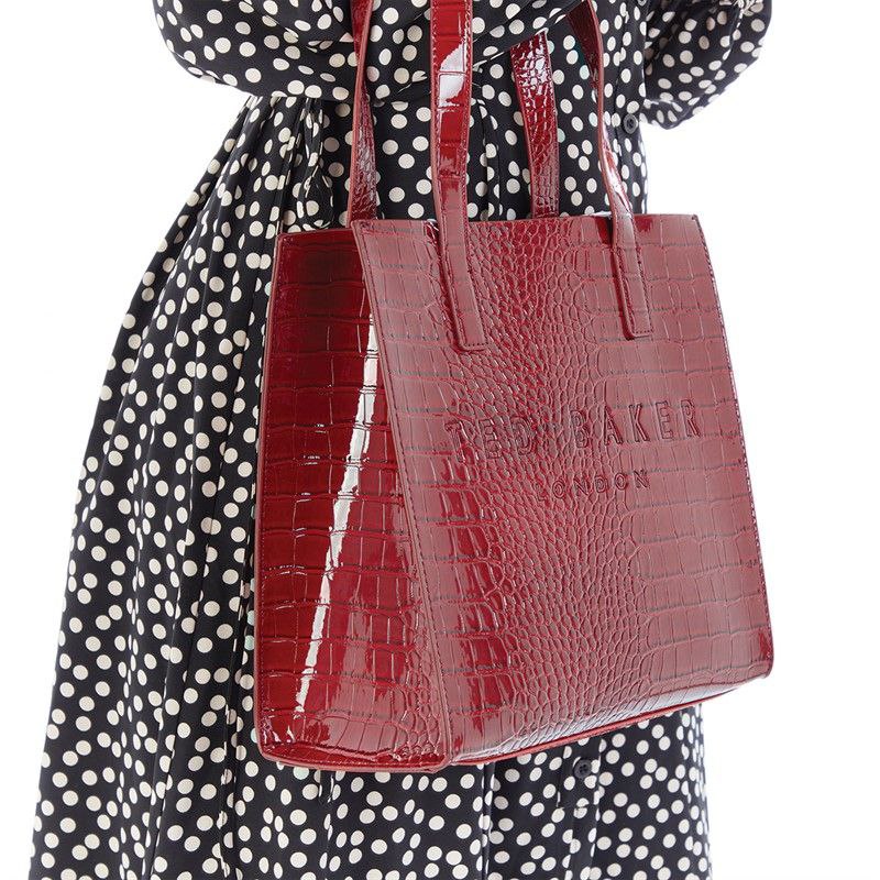 Ted Baker London Burgundy Croc-Effect Patent Tote Bag 👜🍷✨