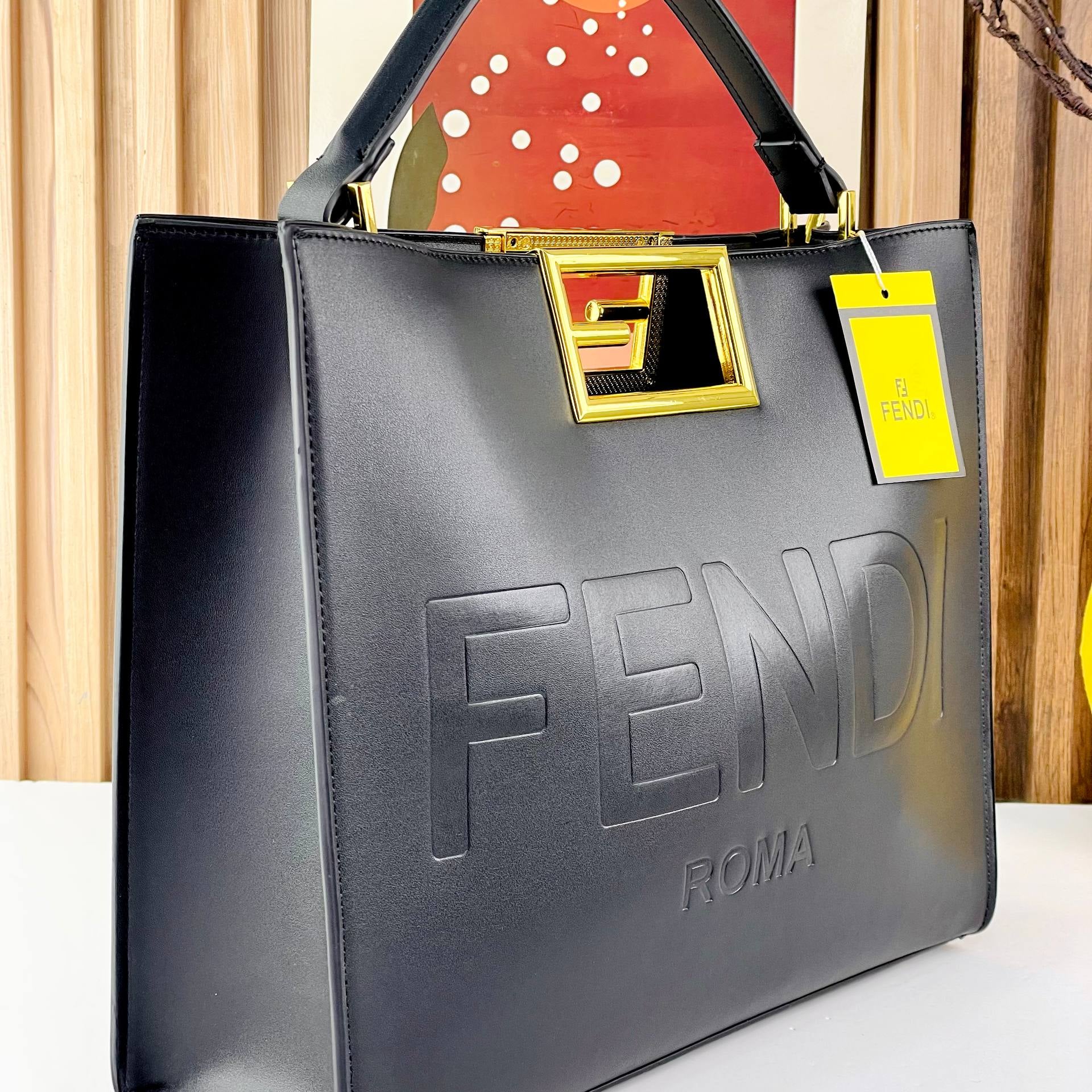 Fendi Roma Tote: Black & Beige Chic 👜🖤