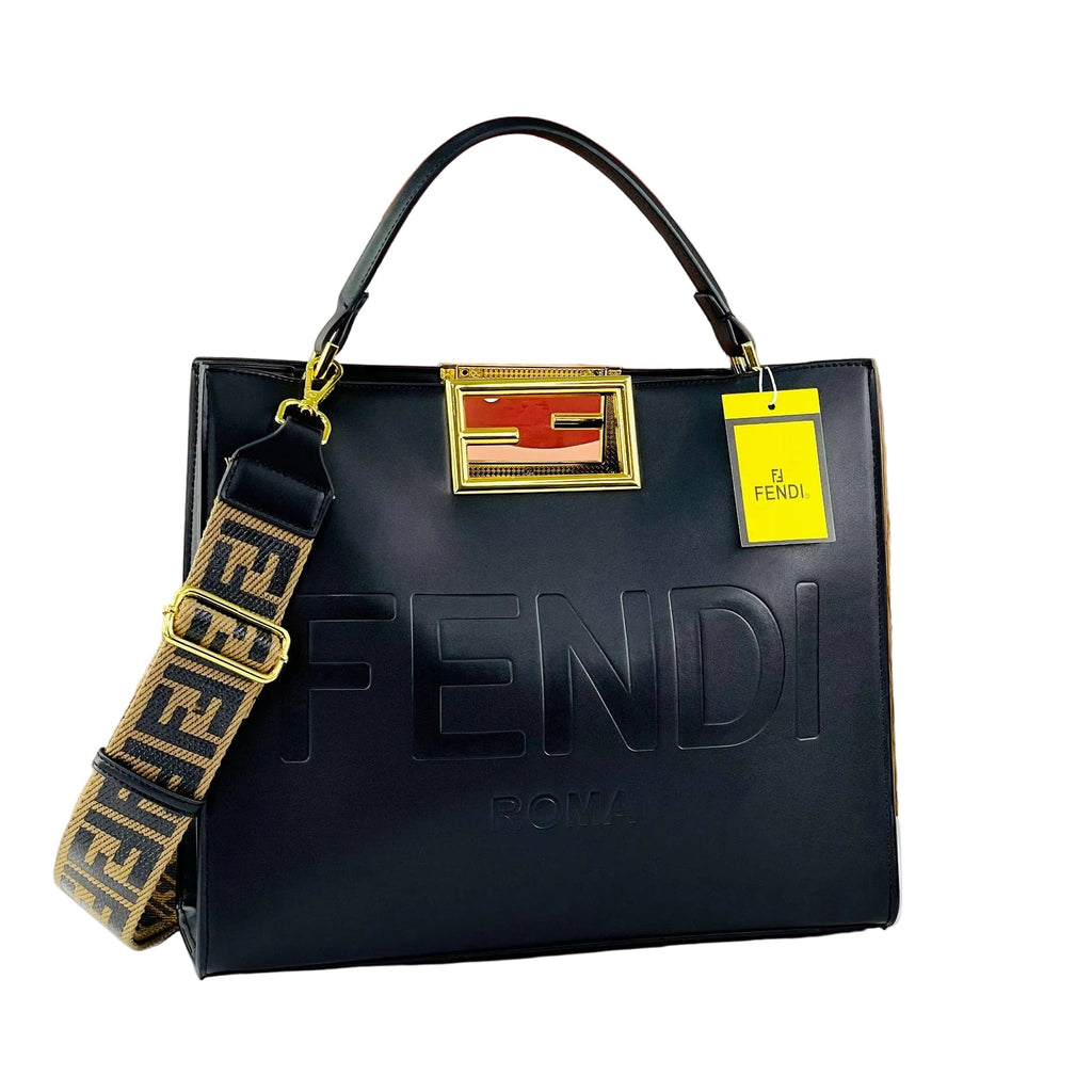 Fendi Roma Tote: Black & Beige Chic 👜🖤