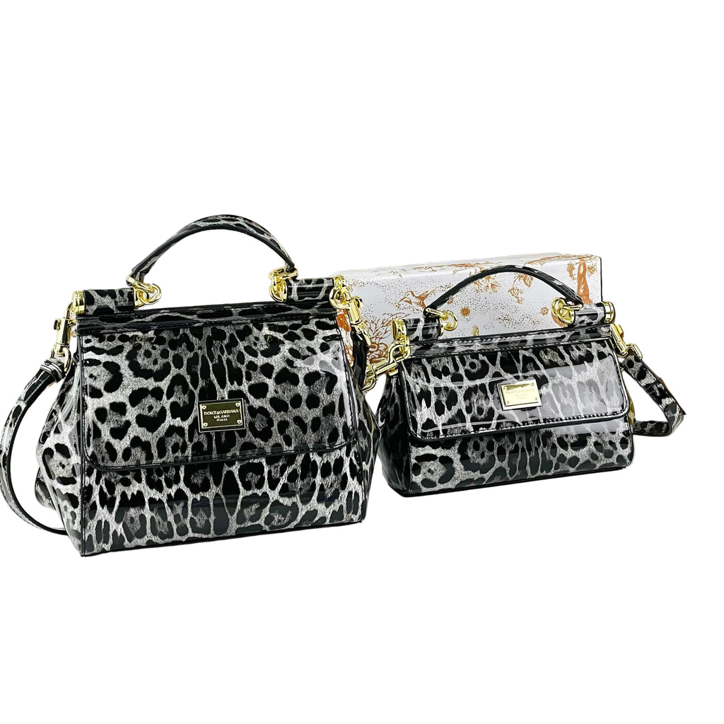 DG Leopard Print Bag 🐆🖤 Gray & Black Handbag