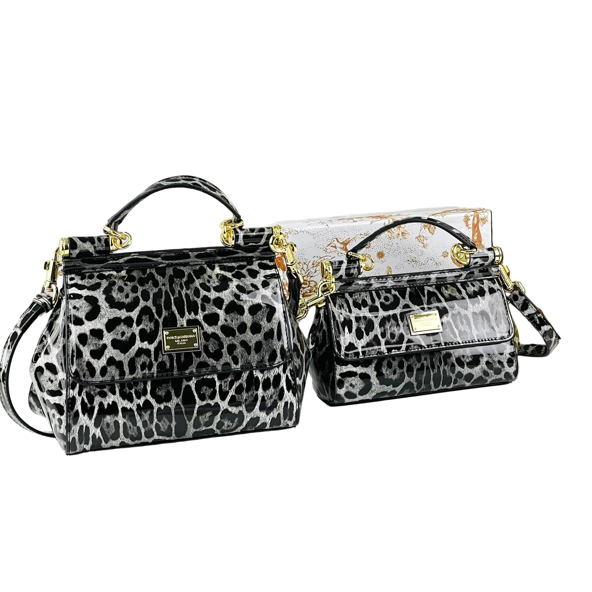 DG Leopard Print Bag 🐆🖤 Gray & Black Handbag