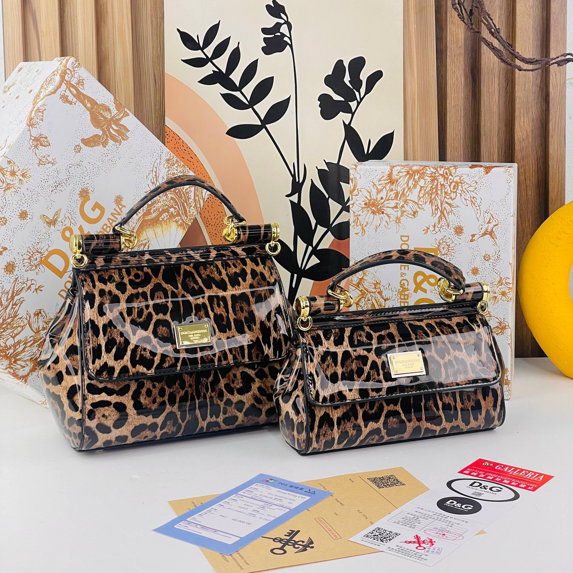 DG Leopard Print Bag 🐆🖤 Gray & Black Handbag