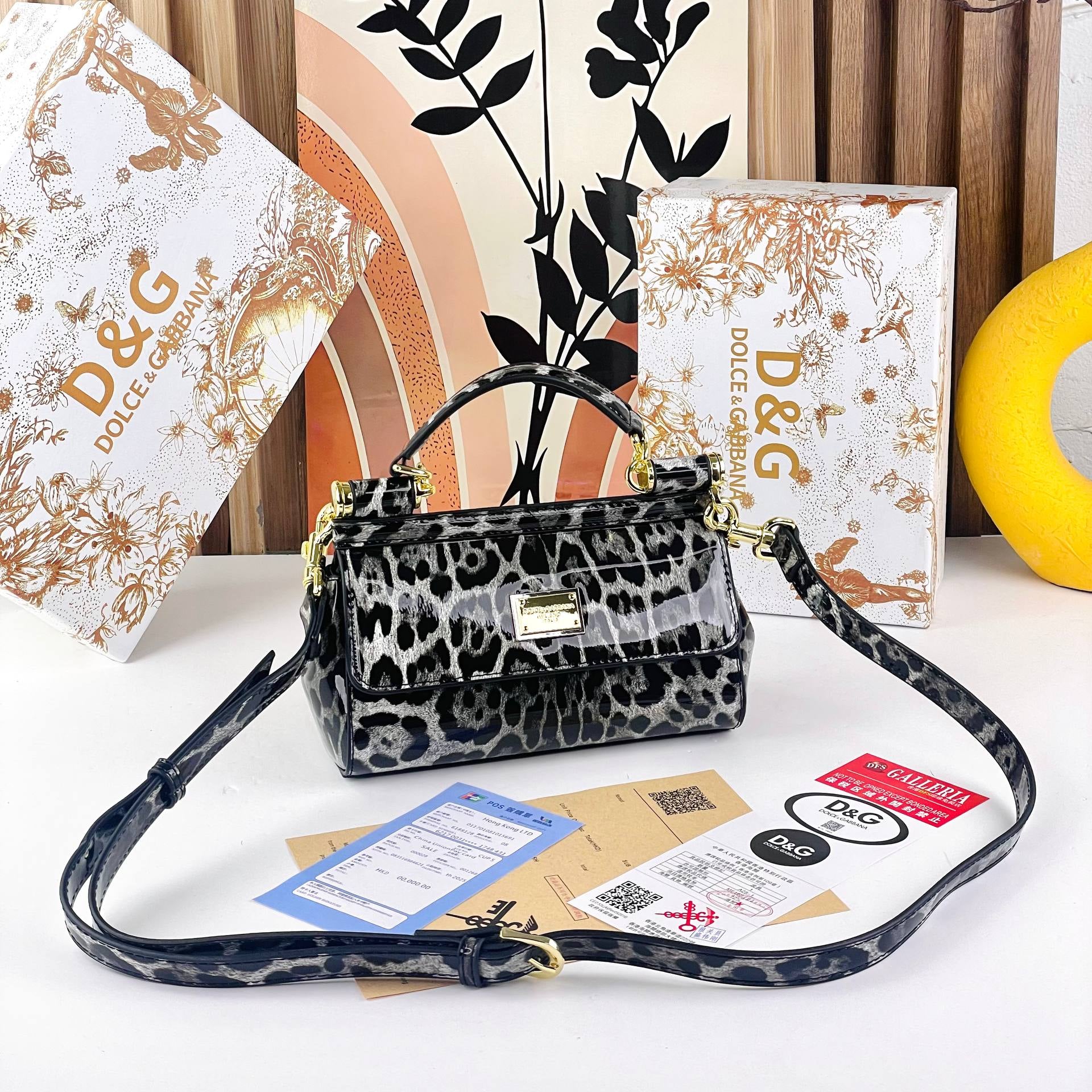 DG Leopard Print Bag 🐆🖤 Gray & Black Handbag