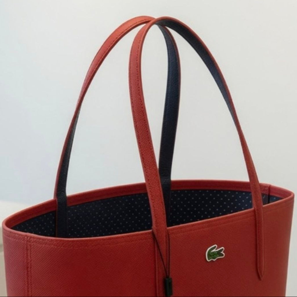 Lacoste Double Face Leather Bag 👜 Beige, White, BLack