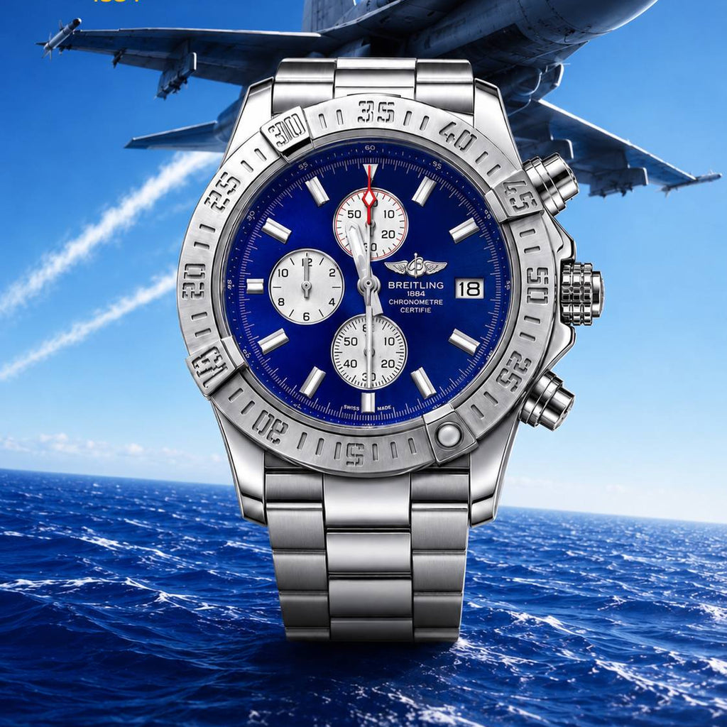 Breitling 1884 Chronometre Blue Dial Stainless Steel Watch ⌚🔵