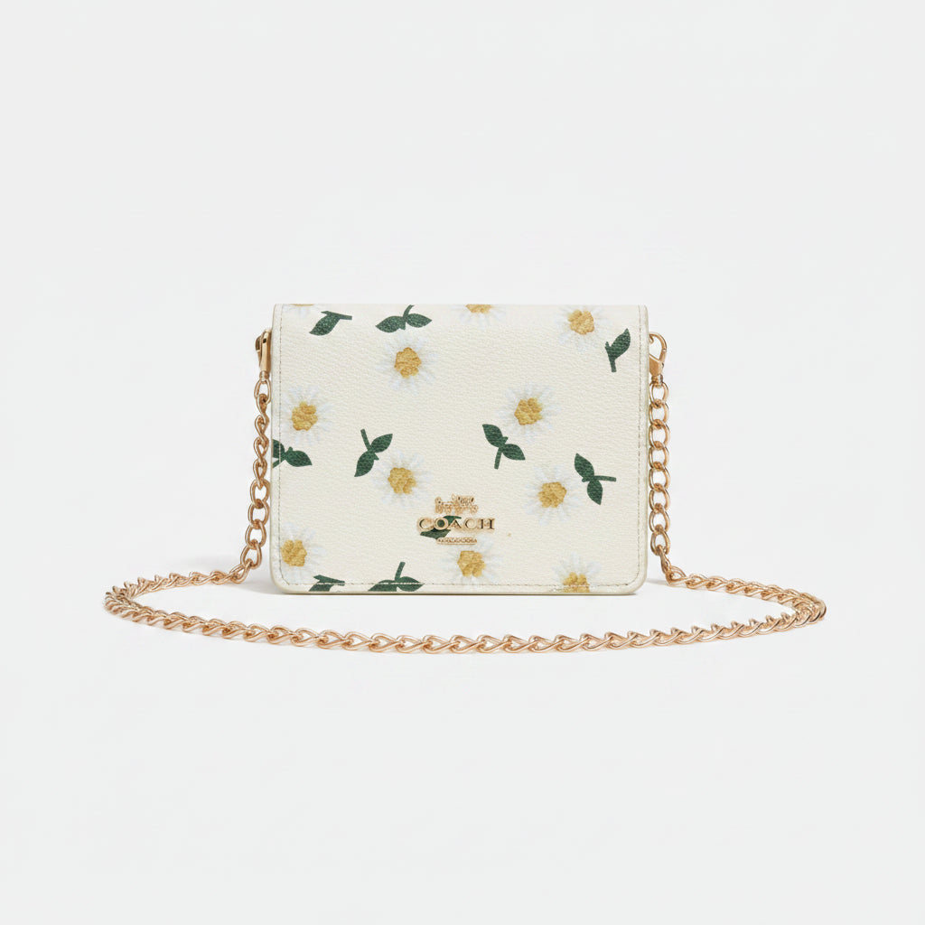 Coach Floral Print Chain Wallet Pouch 🌼✨