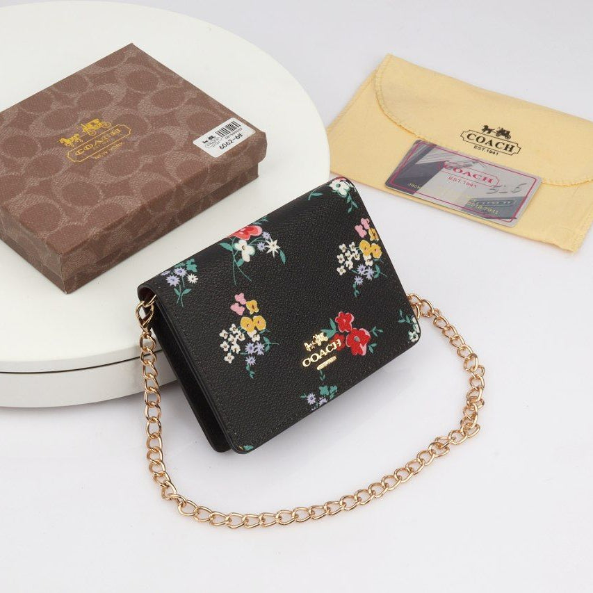 Coach Floral Print Chain Wallet Pouch 🌼✨