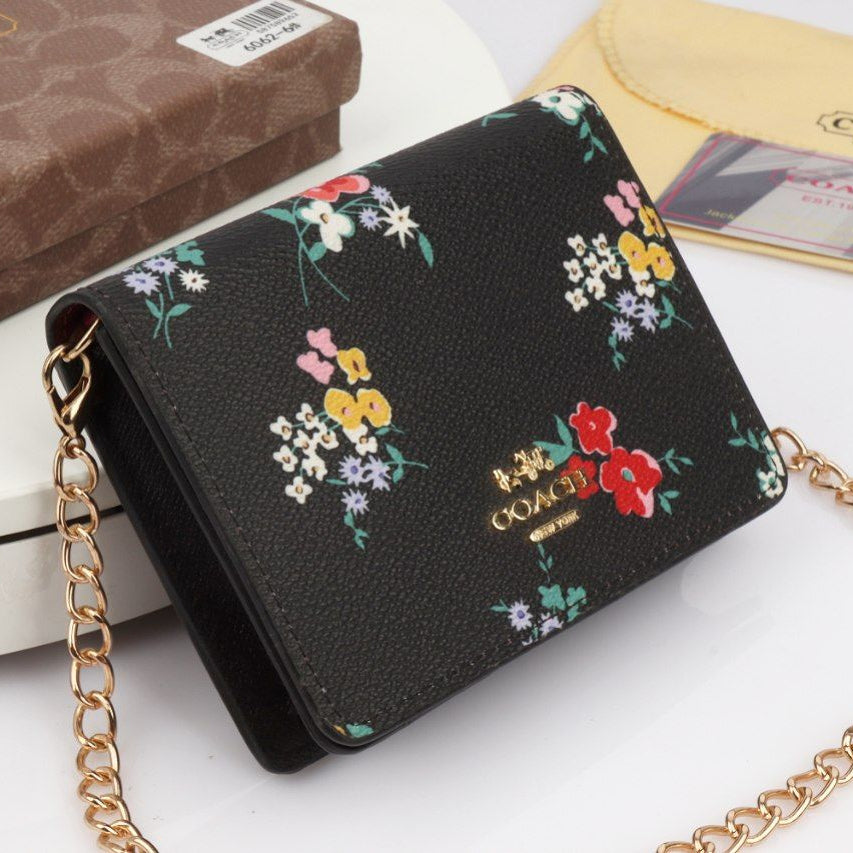 Coach Floral Print Chain Wallet Pouch 🌼✨