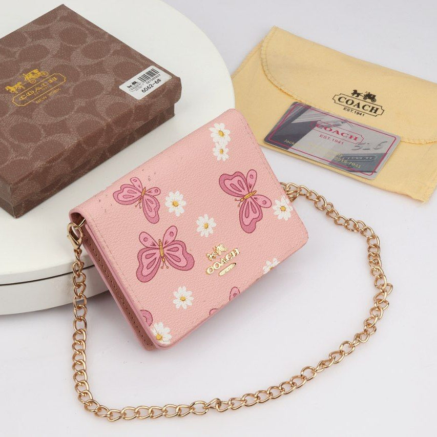 Coach Floral Print Chain Wallet Pouch 🌼✨