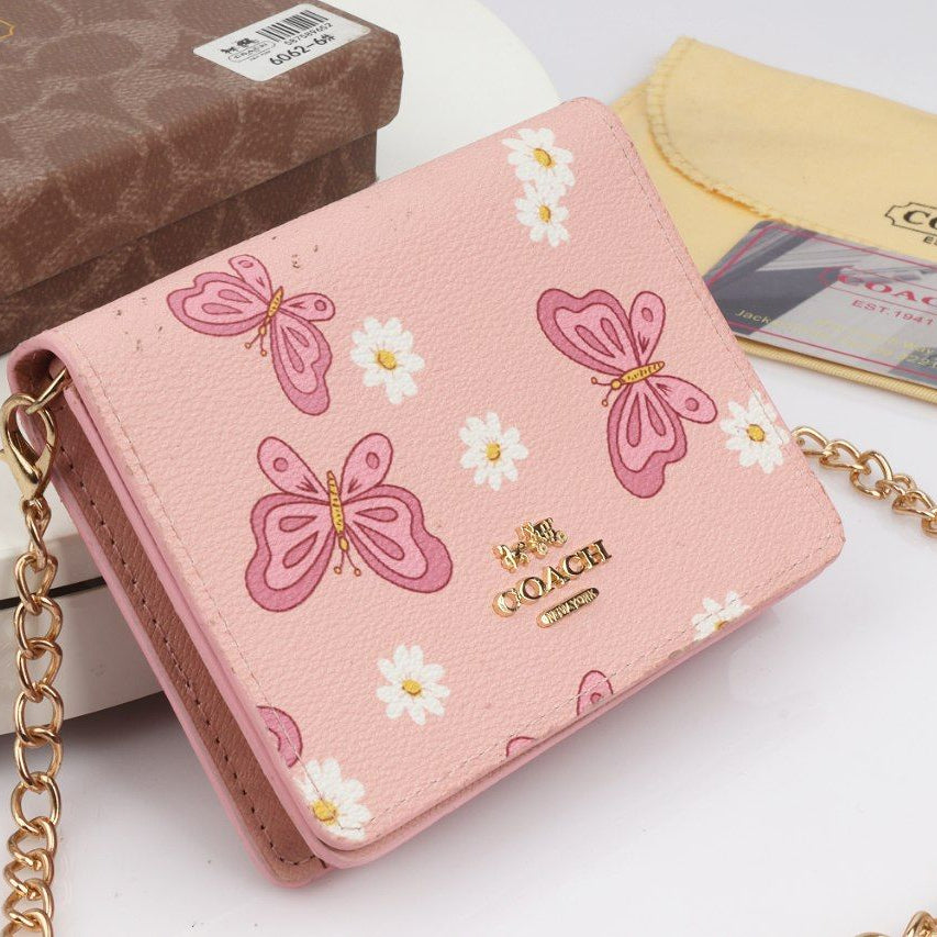 Coach Floral Print Chain Wallet Pouch 🌼✨